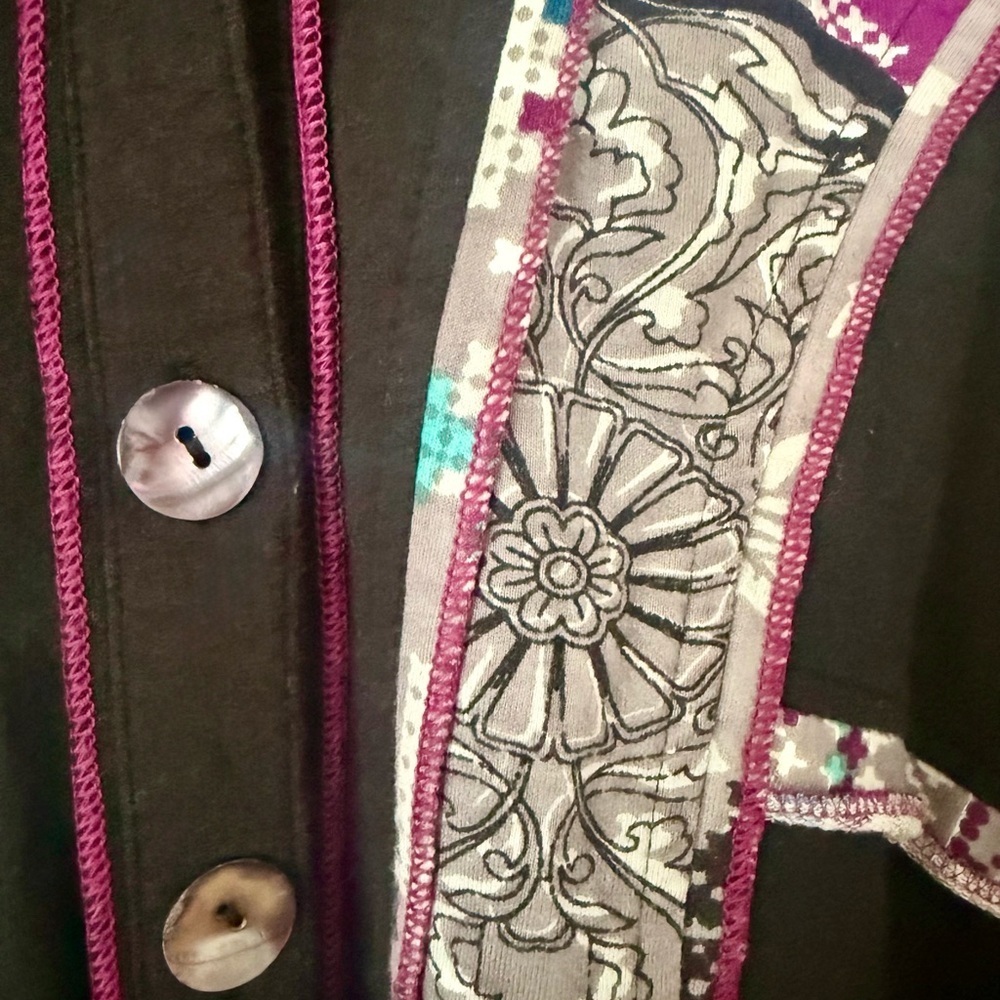 😸Parsley & Sage Art-to-Wear Patchwork Jacket - Eclectic Boho Lagenlook - Picture 2 of 5